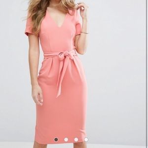 *NWT* ASOS Oasis Pink Midi Dress w/ Waist Tie